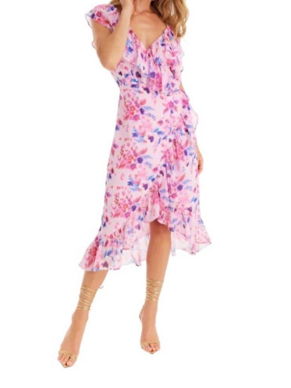 NWT Allison New York Opheila Wrap Midi Dress in Spring Mix. Size 10